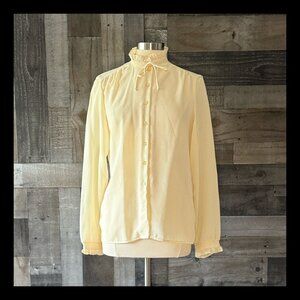 Vintage 90s cream button up shirt medium tall feminine minimalist gorpcore